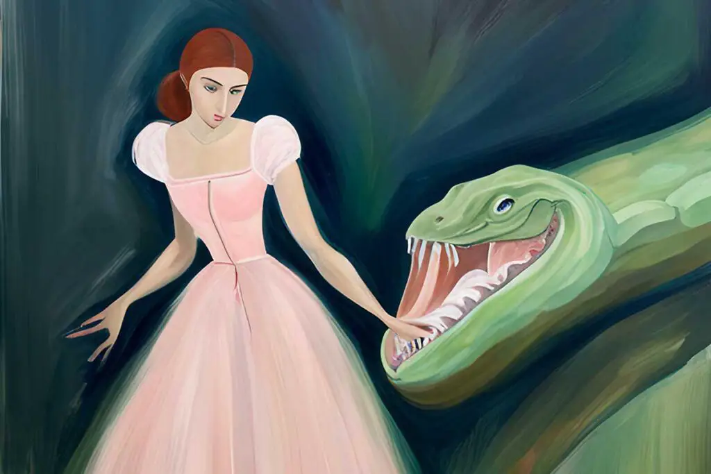 dream-like art of woman being chased by snake