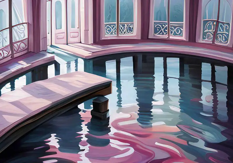 dream-like painting of a swimming pool